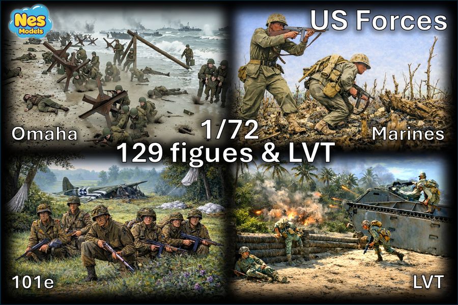 Coffret WW2 US Forces : 101e Airborne, Marines Pacific, Omaha, LVT