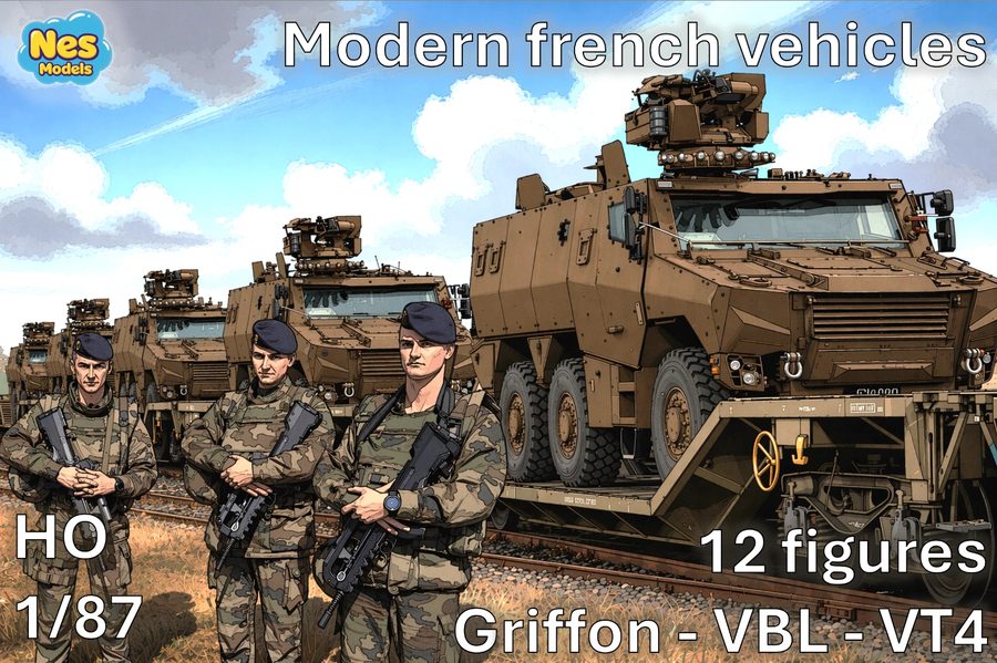 Véhicules français modernes Griffon, VBL et VT4, échelle HO