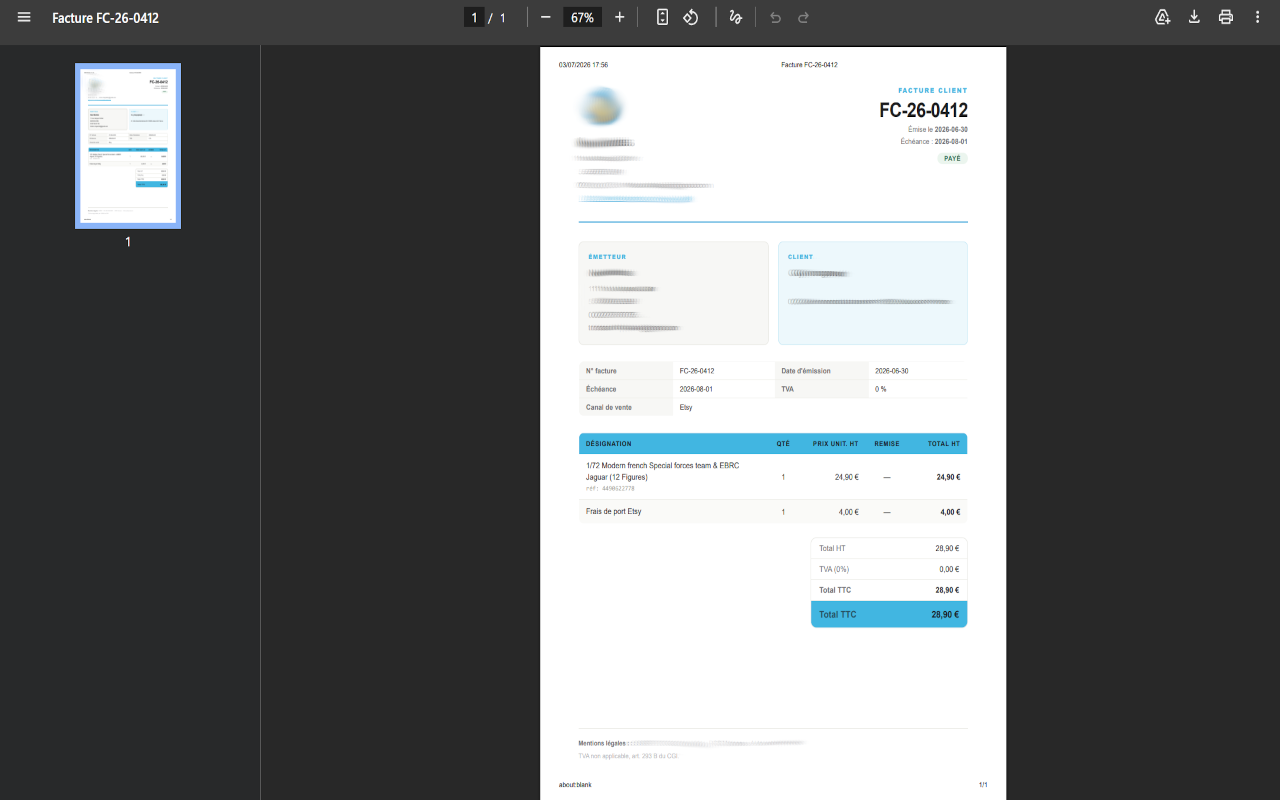 NesFactura — statistiques de vente